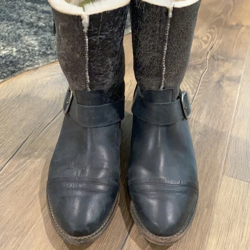 UGG Koolaburra ‘Duarte’ Shearling Leather/Suede Buckle Motorcycle Boot - Picture 7 of 12